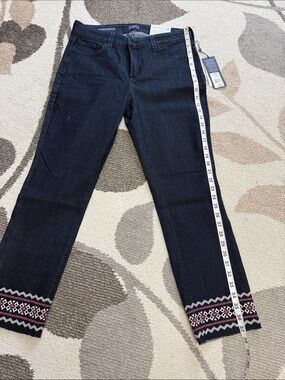 NYDJ Dark Blue Jeans with Embroidered Ankle Trim